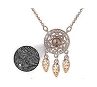 100 Languages I Love You Projection Chain for Women, S925 Sterling Silver Love Necklace Memory Clavicle Necklace