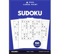 100 Large Print Sudoku Puzzles for Adults: Easy to Hard - 40pt Puzzle Numbers - One Per Page - Every Solution Printed (GridJoy Large Print Sudoku)