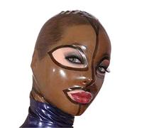 100% látex cabeza cubierta café capucha máscaras desgaste manual fiesta club sexo cosplay 0.4mm BA28 (M, café translúcido)