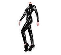 100% látex caucho mujeres sexy mono negro deporte medias Catsuit tamaño XXS-XXL, amarillo, S