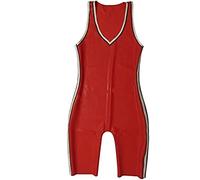 100% Látex Goma Gummi Medias Sin Mangas Rojas, Xs-XXL,Rojo,METRO