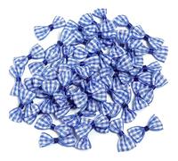 100 lazos de cinta de cuadros escoceses de colores, pequeños lazos hechos a mano con flores for manualidades de bricolaje, decoración de bodas y Navidad.(Blue)