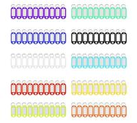 100 llaveros de plástico con etiquetas de colores, etiquetas para llaves, etiquetas de papel, etiquetas para escribir con anillo intercambiable