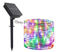 100 luces LED de cuerda solar de 12 metros impermeables de DINOWIN, ideales para jardín, camino, árbol o fiestas, bodas, etc