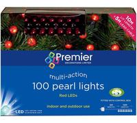 100 Luces LED De Navidad Multi-Acción Con Perlas Y Bayas, Rojas - PREMIER