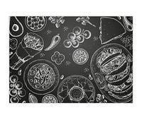 100 manteles de Mesa con Imagen Menú Pizarra I DIN A3 Cuadrado I Juego de manteles de Mesa de Papel I diseño Actual I Mantel de Mesa desechable I Negro Blanco I gastronomía y hogar I dv_817