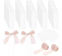 100 marcapáginas acrílicos en blanco, 2 rollos de cintas rosas incluidas, letreros transparentes para sillas reservadas de boda, tarjetas de lugar para recepción de boda, fiesta, compromiso