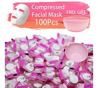 100 mascarillas faciales comprimidas para manualidades, papel desechable, de algodón natural, para el cuidado de la piel, gruesas normales, obtén una pequeña máscara sin cuenco, 100 piezas, 1