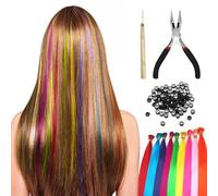 100 Mechas De Pelo De Colores Para Trenzar, Mechas Para Clip En Niños, Set De Extensiones De Colores Con Pinza Y Gancho, Extensiones De Cabello Para Fiesta Festival (12 Colores Aleatorios)