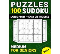 100 Medium Sudoku Puzzles for Seniors - Large Print (Vol. 1): One Puzzle per Page with Easy-to-Read Grids | Medium Brain Challenges for Stress Relief and Mental Exercise | Solutions Included