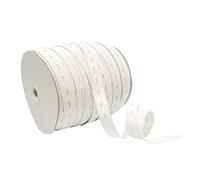 100 Metros Cinta Elástica con Ojales en Rollo, Ancho 15mm, Cinta Elástica de Costura, Cinta Elástica para Coser en Ropa y Manualidades, Elástico para Costura, (Blanco)