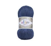 100% microfibra acrílica Alize Diva efecto seda tejer hilo de ganchillo deportivo lote de 4 madejas de bola 400 g 1532 yardas color (279 azul medianoche)