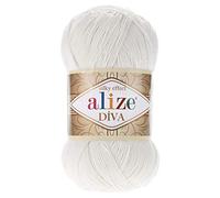 100% microfibra acrílico Alize Diva efecto seda tejer deporte ganchillo hilo lote de 4 ovillos 400gr 1532yds color (450 perlas)