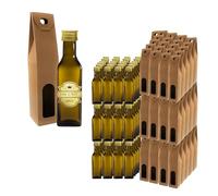 100 mini botellas de cristal oscuro de 100 ml con tapón de rosca dorado + 100 cajas - botellas pequeñas para aceite de oliva, vinagre, alcohol - frasco para muestras