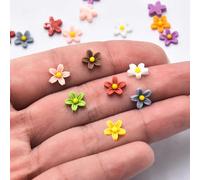 100 mini margaritas de resina para casa de muñecas, mini cosas, flores en miniatura para manualidades, pequeñas cosas para jardín de hadas, casa de muñecas, decoración de paisajismo