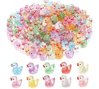 100 mini patos de resina luminosa, decoración de patos en miniatura de resina colorida, pequeños patos para manualidades para acuario, paisaje, casa de muñecas, jardín en miniatura, manualidades