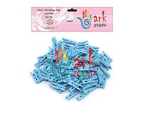 100 mini pinzas de madera (azul claro)