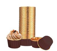 100 moldes para magdalenas de papel de aluminio, moldes para magdalenas, moldes de papel para magdalenas, fundas desechables para cumpleaños, fiestas de Navidad, fiestas, color marrón