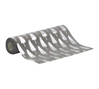 100%Mosel Camino de mesa con aspecto de lino, gris, abetos en plata, 28 cm x 5 m, camino de mesa, elegante decoración de mesa para Navidad y Adviento, decoración festiva para ocasiones especiales