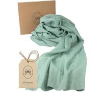 100%Mosel Camino de Mesa de Muselina, Verde Eucalipto (48 cm x 5 m), 66 g/m², Tela de Gasa Fina, decoración de Mesa para cumpleaños & Bodas