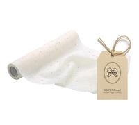 100%Mosel Tela decorativa con estrellas, en marfil cálido (28 cm x 5 m), 66 g/m², camino de mesa muy fino, delicado camino de mesa para Adviento y Navidad