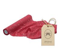 100%Mosel Tela decorativa con estrellas, en rojo festivo, 28 cm x 5 m, 66 g/m², camino de mesa muy fino, delicado camino de mesa para Adviento y Navidad
