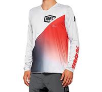 100% MTB WEAR R-Core-x Long Sleeve Jersey L Camiseta, Adultos Unisex, Grey/Racer Red (Multicolor)
