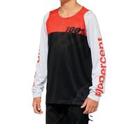100% R-Core Maillot de bicicleta juvenil, negro-blanco-rojo, tamaño S
