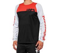 100% MTB Wear R-Core Youth Long Sleeve Jersey S Camiseta, Unisex Adulto, Black/Racer Red (Multicolor)