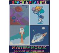 100 Mystery Mosaic Space Planets: Color by Number Adventure for Adults & Teens with 5 Unique Shapes.