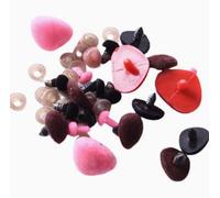 100 narices de seguridad flocadas, triángulo, multicolor y negro, 10-20 mm, de plástico aterciopelado, con arandelas para amigurumi, animales de ganchillo, muñecas, osos de peluche y peluches