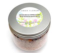100% Natural SAL ROSA del HIMALAYA & SAL DEL MAR MUERTO para el BAÑO - ROSA - 400g - de AMOR FLORUM. Sales Curativos Infundidos con Aceites Botánicos Puros para Hidratar su Piel, y Pétalos de Rosas