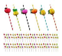100 Pajitas Con Forma De Fruta, Accesorios Para Cócteles, Pajitas De Papel 3D, Pajitas Artificiales, Decoración De Cócteles, Adecuadas Para Fiestas De Verano En La Playa
