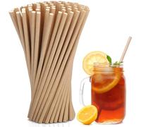 100 pajitas de papel, pajitas de papel marrón, pajitas naturales, biodegradables, pajitas de plástico desechables, adecuadas para pajitas de cóctel, fiestas, bodas, cafeterías, tiendas de té, etc