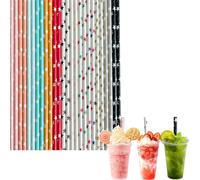 100 pajitas de papel para manualidades, pajitas desechables biodegradables de 8 pulgadas de diámetro de 6 mm, pajitas de papel de color estrella, pajitas de café, jugo, cóctel, para cumpleaños, boda