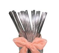100 pajitas de papel plateado brillante desechables de papel plateado plateado brillante para decoraciones de fiesta