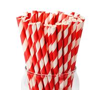 100 pajitas de papel rojo navideño, 197 x 6 mm, pajitas ecológicas para recuerdos vintage, bodas y uso diario