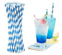 100 pajitas decorativas para Oktoberfest, pajitas decorativas para Oktoberfest, papel biodegradable, degradables, de color azul, pajitas de papel, Stra