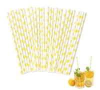 100 pajitas desechables de papel de frutas, pajitas de papel de limón, pajitas decorativas a rayas para fiestas de cóctel, cumpleaños, novia, jugo, batidos, batidos