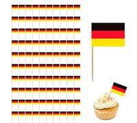 100 palillos de dientes con la bandera alemana, palitos para decorar pasteles con la bandera alemana, bandera de cóctel, ideal para fiestas nacionales, fiestas étnicas, cumpleaños, bodas y decoración