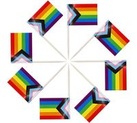 100 palillos de dientes para el Día del Orgullo, decoración para tartas LGBT, decoración para cupcakes de arco iris del orgullo del progreso, bandera de palillo de dientes con bandera para alimentos,