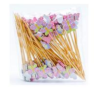 100 Palitos de Cóctel con Forma de Mariposa, Palillos de Madera de 12 cm, Brochetas de Fruta para Niños, Brochetas de Shish Kebab, Decoración de Cóctel