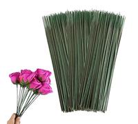 100 palitos de flores de plástico, tallos de flores verdes, alambre floral de plástico, tallos artificiales, tallos artificiales verdes, varillas de alambre florales para hacer ramos manualidades (17