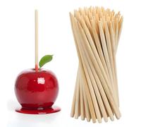 100 palitos de manzana de caramelo de bambú, pinchos de piruleta semipuntiagudos de 5.5 pulgadas, palitos de manzana de caramelo de madera natural para barbacoa para perro de maíz, barbacoa y