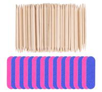 100 palitos de palo de rosa para manicura, 20 minilimas de uñas 180/240 grano, empujador de cutículas de madera para manicura, arte, pedicura, cuidado de la cutícula