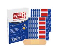 100 parches de cinta adhesiva para heridas, tiritas adhesivas de tela flexible para el cuidado de los dedos y para proteger heridas de infecciones