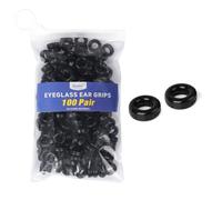 (100 pares) de anteojos de silicona suave de 12 colores mixtos circulares antideslizantes para adultos, tienda de gafas y hospital ocular (100 pares, todo negro)