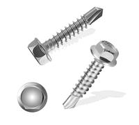 100 Pcs 410 Acero Inoxidable Tornillos Autotaladrantes Cabeza Hexagonal M4.8x35mm Tornillos Autoperforantes Hexagonales Tornillos Roscachapas Autorroscantes para Madera Techo Chapa Metal