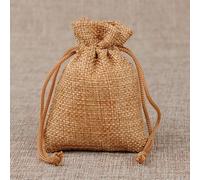 100 PCS bolsa de lino bolsa de arpillera con cordón bolsa de regalo embalaje de joyería dulces de boda bolsa de almacenamiento para fiesta de Navidad logotipo personalizable-café mediano-20x30cm-50 P