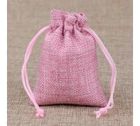 100 PCS bolsa de lino bolsa de arpillera con cordón bolsa de regalo embalaje de joyería dulces de boda bolsa de almacenamiento para fiesta de Navidad logotipo personalizable-rosa-7x9cm-50 PCS
